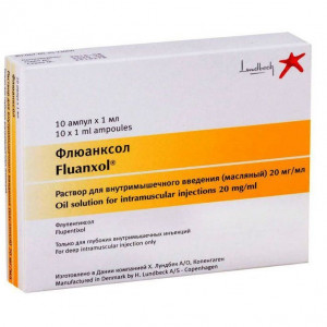 ФЛЮАНКСОЛ 20МГ/МЛ. 1МЛ. №10 Р-Р Д/В/М АМП. /ЛУНДБЕК/ ФЛЮАНКСОЛ 20МГ/МЛ. 1МЛ. №10 Р-Р Д/В/М АМП. /ЛУНДБЕК/