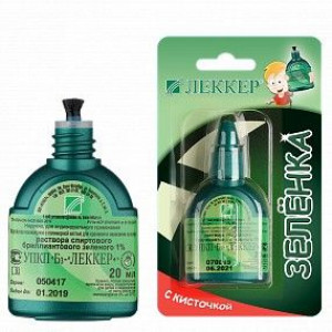 ЛЕККЕР-БЗ БРИЛЛИАНТОВЫЙ ЗЕЛЕНЫЙ 1% 20МЛ. СПИРТ. Р-Р ФЛ. С КИСТ.