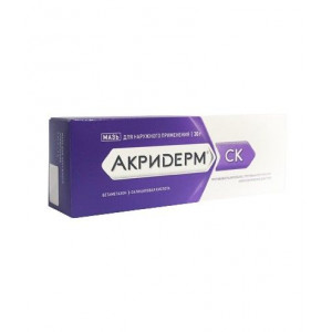 АКРИДЕРМ СК 0,05%+3% 30Г. №1 МАЗЬ Д/НАРУЖ.ПРИМ. ТУБА /АКРИХИН/ АКРИДЕРМ СК 0,05%+3% 30Г. №1 МАЗЬ Д/НАРУЖ.ПРИМ. ТУБА /АКРИХИН/