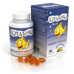 КУСАЛОЧКА РЫБИЙ ЖИР ДЕТСК. 500МГ. №60 КАПС. ЖЕВ. КУСАЛОЧКА РЫБИЙ ЖИР ДЕТСК. 500МГ. №60 КАПС. ЖЕВ.