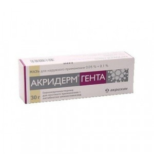 АКРИДЕРМ ГЕНТА 0,05%+0,1% 30Г. №1 МАЗЬ Д/НАРУЖ.ПРИМ. ТУБА /АКРИХИН/ АКРИДЕРМ ГЕНТА 0,05%+0,1% 30Г. №1 МАЗЬ Д/НАРУЖ.ПРИМ. ТУБА /АКРИХИН/
