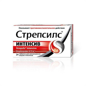 СТРЕПСИЛС ИНТЕНСИВ МЕД+ЛИМОН 8,75МГ. №24 ТАБ. Д/РАСС. СТРЕПСИЛС ИНТЕНСИВ МЕД+ЛИМОН 8,75МГ. №24 ТАБ. Д/РАСС.