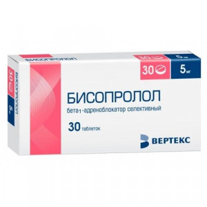 БИСОПРОЛОЛ 5МГ. №30 ТАБ. П/П/О /ВЕРТЕКС/ БИСОПРОЛОЛ 5МГ. №30 ТАБ. П/П/О /ВЕРТЕКС/