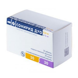 СОНИРИД ДУО 5МГ.+0,4МГ. №60(30+30) НАБОР ТАБ. И КАПС. /ГЕДЕОН/ СОНИРИД ДУО 5МГ.+0,4МГ. №60(30+30) НАБОР ТАБ. И КАПС. /ГЕДЕОН/