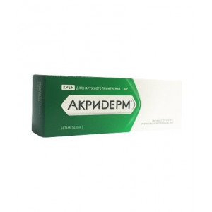 АКРИДЕРМ 0,05% 30Г. №1 КРЕМ Д/НАРУЖ.ПРИМ. ТУБА /АКРИХИН/ АКРИДЕРМ 0,05% 30Г. №1 КРЕМ Д/НАРУЖ.ПРИМ. ТУБА /АКРИХИН/