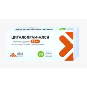 ЦИТАЛОПРАМ-АЛСИ 20МГ. №30 ТАБ. П/О /АЛСИ/ ЦИТАЛОПРАМ-АЛСИ 20МГ. №30 ТАБ. П/О /АЛСИ/