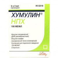 ХУМУЛИН НПХ 100МЕ/МЛ. 3МЛ. №5 СУСП. Д/П/К КАРТРИДЖИ /ЭЛИ ЛИЛЛИ/