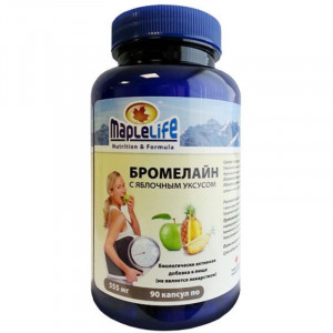 БРОМЕЛАЙН ЯБЛОЧНЫЙ УКСУС 555МГ. №90 КАПС. БРОМЕЛАЙН ЯБЛОЧНЫЙ УКСУС 555МГ. №90 КАПС.