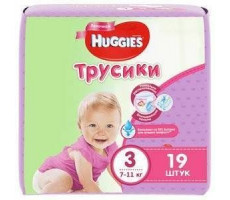 ХАГГИС ТРУСИКИ-ПОДГУЗНИКИ 7-11КГ. Д/ДЕВ. №19 (3) [HUGGIES]