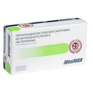 МИНИМАКС ПЕРЧАТКИ СМОТР. ЛАТ. Н/СТЕР. ОПУДР. Р.М №100 (50 ПАР) [MINIMAX]