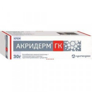 АКРИДЕРМ ГК 0,05%+0,1%+1% 30Г. №1 КРЕМ Д/НАРУЖ.ПРИМ. ТУБА /АКРИХИН/ АКРИДЕРМ ГК 0,05%+0,1%+1% 30Г. №1 КРЕМ Д/НАРУЖ.ПРИМ. ТУБА /АКРИХИН/