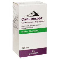 САЛЬМЕКОРТ 25МКГ.+50МКГ. 120ДОЗ АЭРОЗОЛЬ Д/ИНГ. БАЛЛОН /ГЛЕНМАРК/