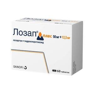 ЛОЗАП ПЛЮС 12,5МГ.+50МГ. №60 ТАБ. П/П/О ЛОЗАП ПЛЮС 12,5МГ.+50МГ. №60 ТАБ. П/П/О