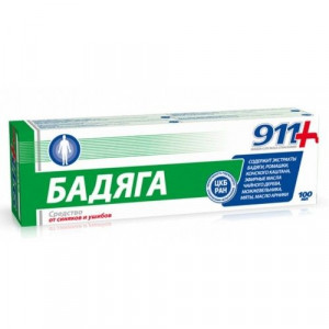 911-БАДЯГА ГЕЛЬ Д/ТЕЛА ОТ СИНЯКОВ И УШИБОВ 100МЛ. 911-БАДЯГА ГЕЛЬ Д/ТЕЛА ОТ СИНЯКОВ И УШИБОВ 100МЛ.