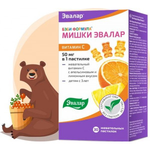 БЭБИ ФОРМУЛА ПАСТИЛКИ МИШКИ ВИТ.С АПЕЛЬСИН+ЛИМОН №30 ЖЕВ. /ЭВАЛАР/ БЭБИ ФОРМУЛА ПАСТИЛКИ МИШКИ ВИТ.С АПЕЛЬСИН+ЛИМОН №30 ЖЕВ. /ЭВАЛАР/