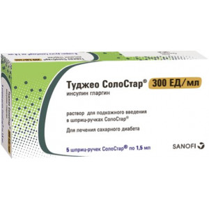 ТУДЖЕО СОЛОСТАР 300ЕД/МЛ. 1,5МЛ. №5 Р-Р Д/П/К КАРТРИДЖ В ШПРИЦ-РУЧКЕ /САНОФИ-АВЕНТИС/ ТУДЖЕО СОЛОСТАР 300ЕД/МЛ. 1,5МЛ. №5 Р-Р Д/П/К КАРТРИДЖ В ШПРИЦ-РУЧКЕ /САНОФИ-АВЕНТИС/