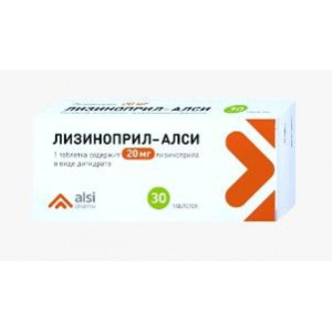 ЛИЗИНОПРИЛ-АЛСИ 20МГ. №30 ТАБ. /АЛСИ/ ЛИЗИНОПРИЛ-АЛСИ 20МГ. №30 ТАБ. /АЛСИ/