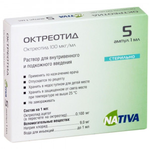 ОКТРЕОТИД 100МКГ/МЛ. 1МЛ. №5 Р-Р Д/В/В,П/К АМП. /НАТИВА/ФАРМСТАНДАРТ/