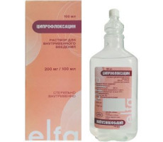 ЦИПРОФЛОКСАЦИН 2МГ/МЛ. 100МЛ. №1 Р-Р Д/В/В ФЛ. /ЭЛЬФА/