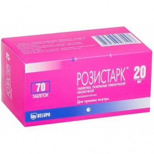 РОЗИСТАРК 20МГ. №70 ТАБ. П/П/О РОЗИСТАРК 20МГ. №70 ТАБ. П/П/О