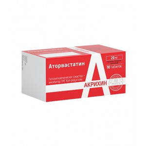 АТОРВАСТАТИН-АКРИХИН 20МГ. №90 ТАБ. П/П/О /БИОФАРМ/АКРИХИН/
