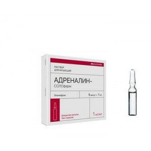 АДРЕНАЛИНА Г/Х-СОЛОФАРМ 1МГ/МЛ. 1МЛ. №5 Р-Р Д/ИН. АМП. /ГРОТЕКС/ АДРЕНАЛИНА Г/Х-СОЛОФАРМ 1МГ/МЛ. 1МЛ. №5 Р-Р Д/ИН. АМП. /ГРОТЕКС/