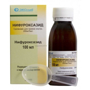 НИФУРОКСАЗИД-ЭКОЛАБ 200МГ/5МЛ. 100МЛ. СУСП. Д/ПРИЕМА ВНУТРЬ ФЛ. /ЭКОЛАБ/ НИФУРОКСАЗИД-ЭКОЛАБ 200МГ/5МЛ. 100МЛ. СУСП. Д/ПРИЕМА ВНУТРЬ ФЛ. /ЭКОЛАБ/