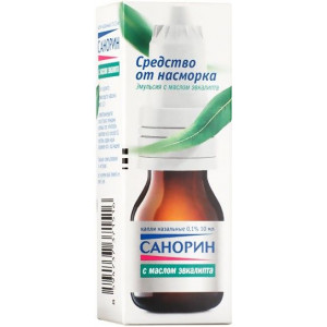 САНОРИН 0,1% 10МЛ. №1 С МАСЛОМ ЭВКАЛИПТА НАЗАЛ.КАПЛИ ФЛ. САНОРИН 0,1% 10МЛ. №1 С МАСЛОМ ЭВКАЛИПТА НАЗАЛ.КАПЛИ ФЛ.