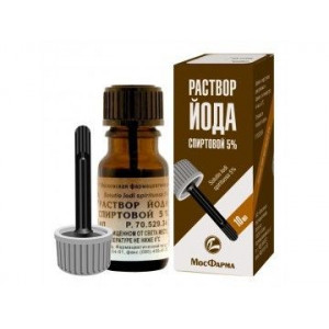 ЙОДА 5% 10МЛ. СПИРТ. Р-Р С ЛОПАТКОЙ ФЛ. /МОСФАРМА/ ЙОДА 5% 10МЛ. СПИРТ. Р-Р С ЛОПАТКОЙ ФЛ. /МОСФАРМА/