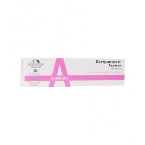 КЛОТРИМАЗОЛ-АКРИХИН 1% 20Г. МАЗЬ Д/НАРУЖ.ПРИМ. ТУБА КЛОТРИМАЗОЛ-АКРИХИН 1% 20Г. МАЗЬ Д/НАРУЖ.ПРИМ. ТУБА