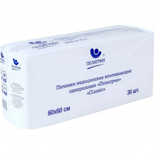 ПЕЛИГРИН ПЕЛЕНКИ ВПИТЫВАЮЩИЕ КЛАССИК 60Х60СМ. №30 850МЛ. ПЕЛИГРИН ПЕЛЕНКИ ВПИТЫВАЮЩИЕ КЛАССИК 60Х60СМ. №30 850МЛ.