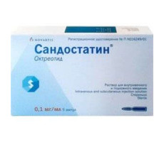 САНДОСТАТИН 0,1МГ/МЛ. 1МЛ. №5 Р-Р Д/В/В,П/К АМП. /НОВАРТИС/